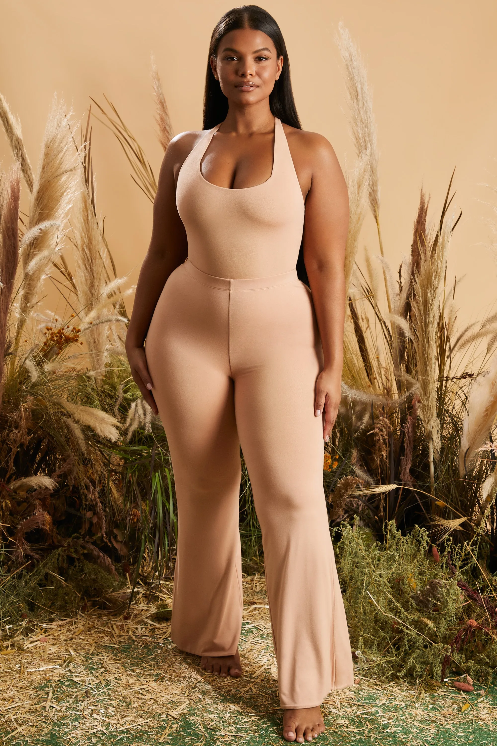 Tall Split Hem Leggings in Tan