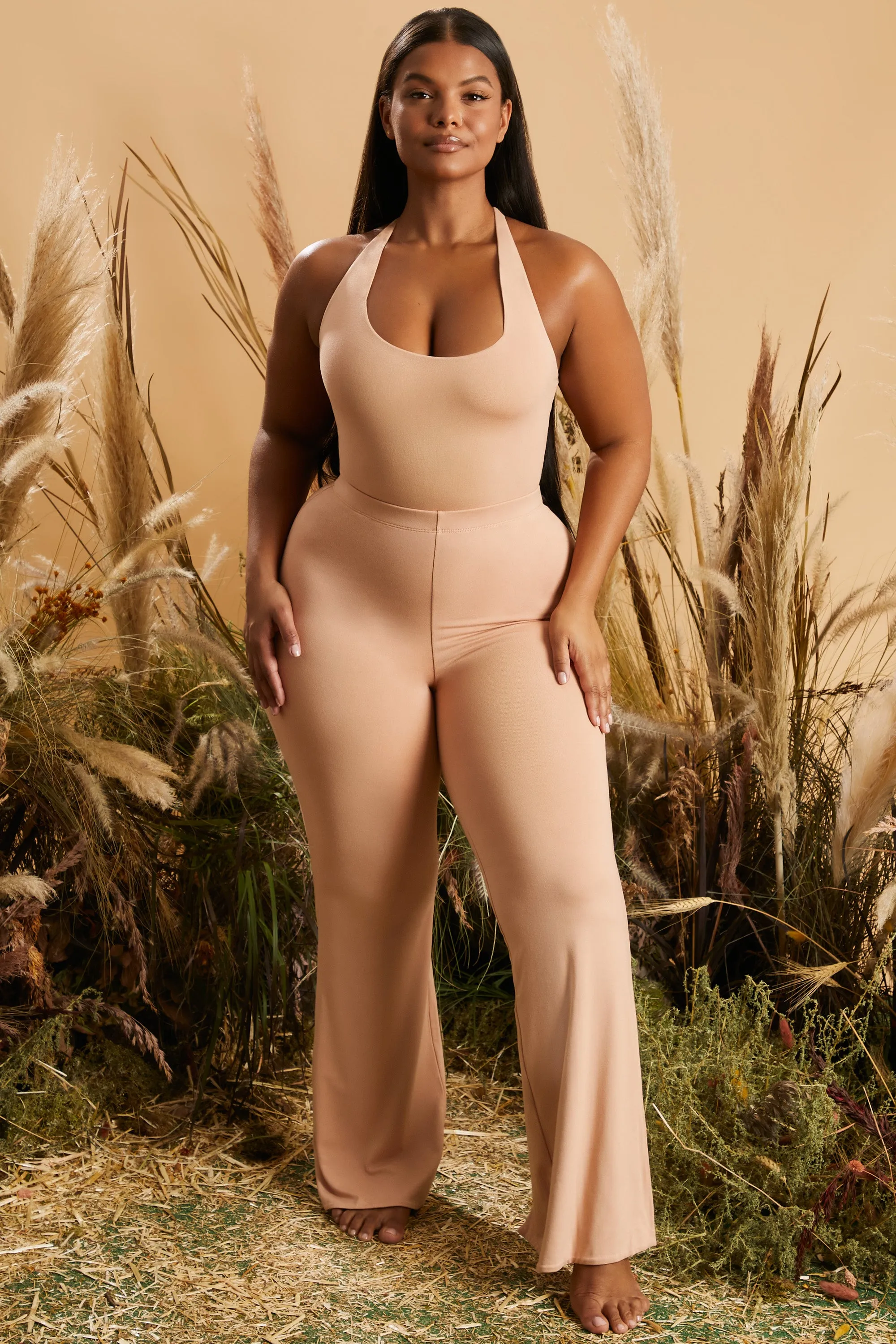 Tall Split Hem Leggings in Tan