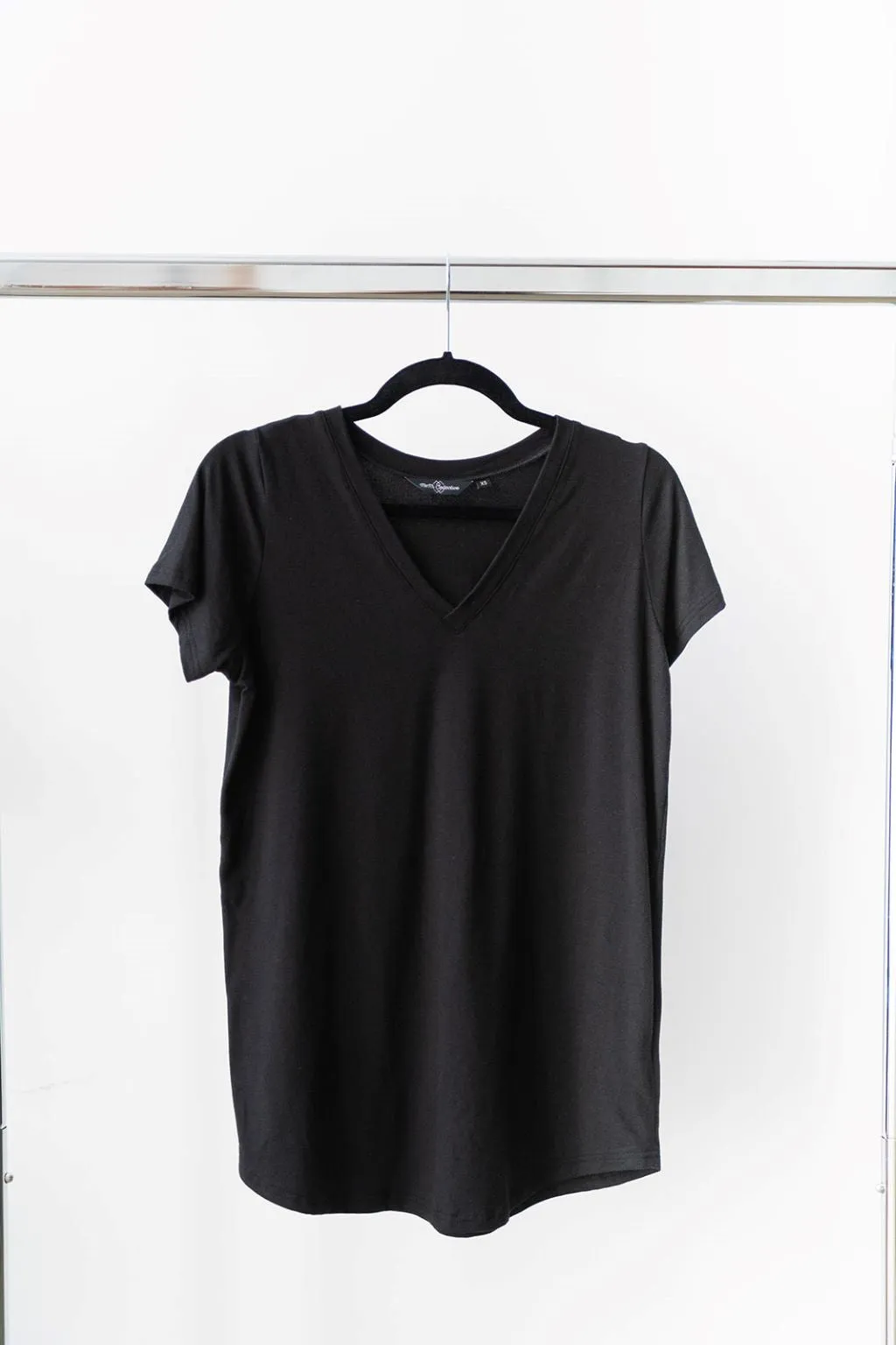 The Bamboo Perfect V-neck Tee in Black - DISCONTINUED FABRIC