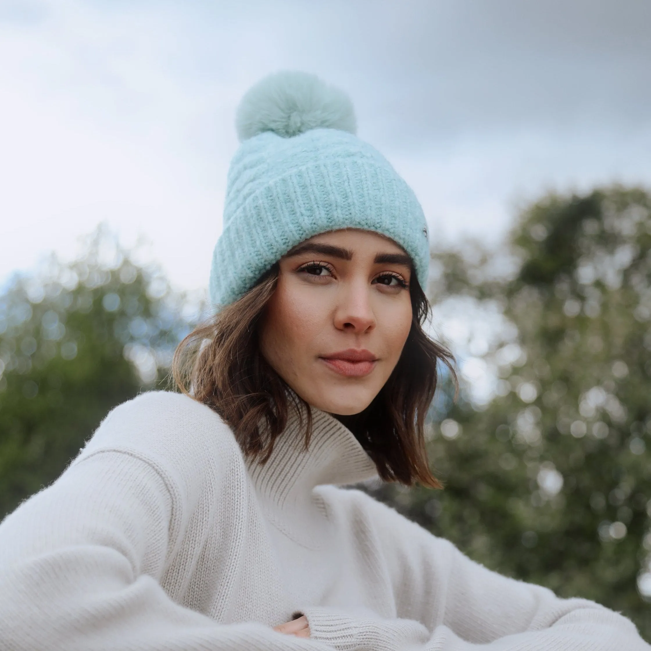 The Langham Pom Beanie in Mint Green