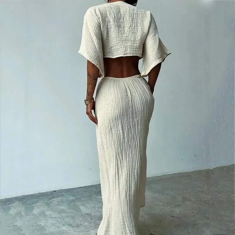 Tie Front Cut Out Maxi Dress