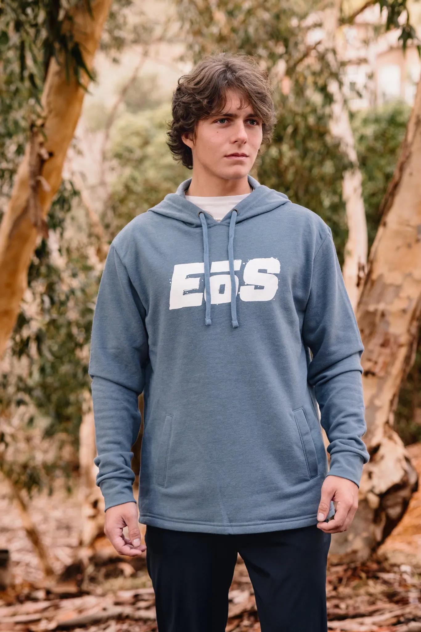 Unisex Pullover Hoodie with EoS Logo | Heather Slate Blue