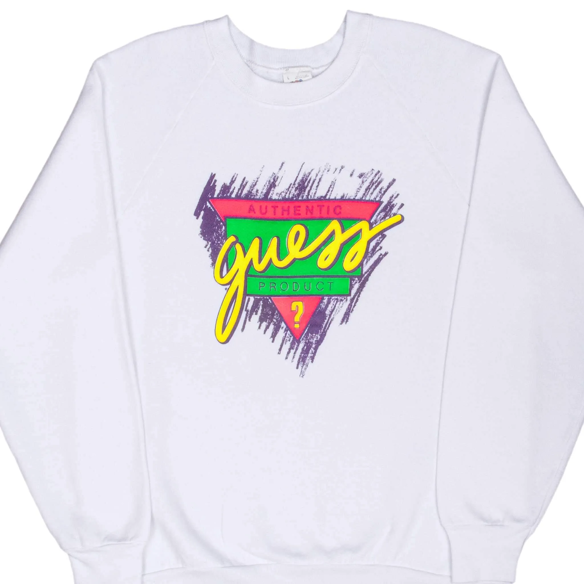 VINTAGE GUESS BOOTLEG WHITE SWEATSHIRT 1990S LARGE MADE IN USA