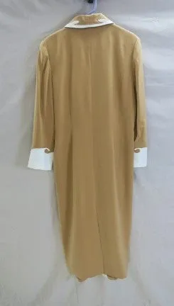 Vintage Tan Long Western Coat Duster White Trim