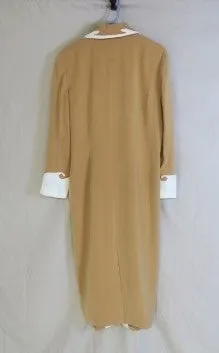 Vintage Tan Long Western Coat Duster White Trim