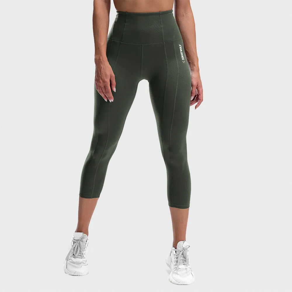Warrior High-Waisted Cropped Leggings - Olive