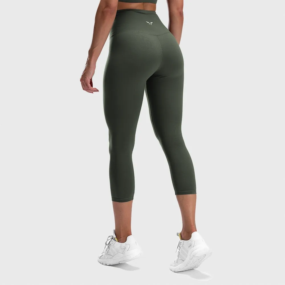 Warrior High-Waisted Cropped Leggings - Olive