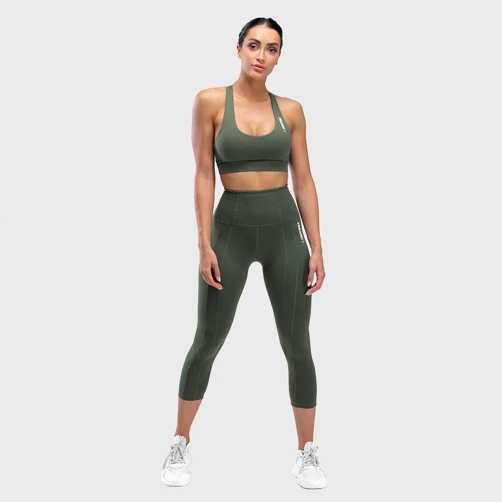 Warrior High-Waisted Cropped Leggings - Olive