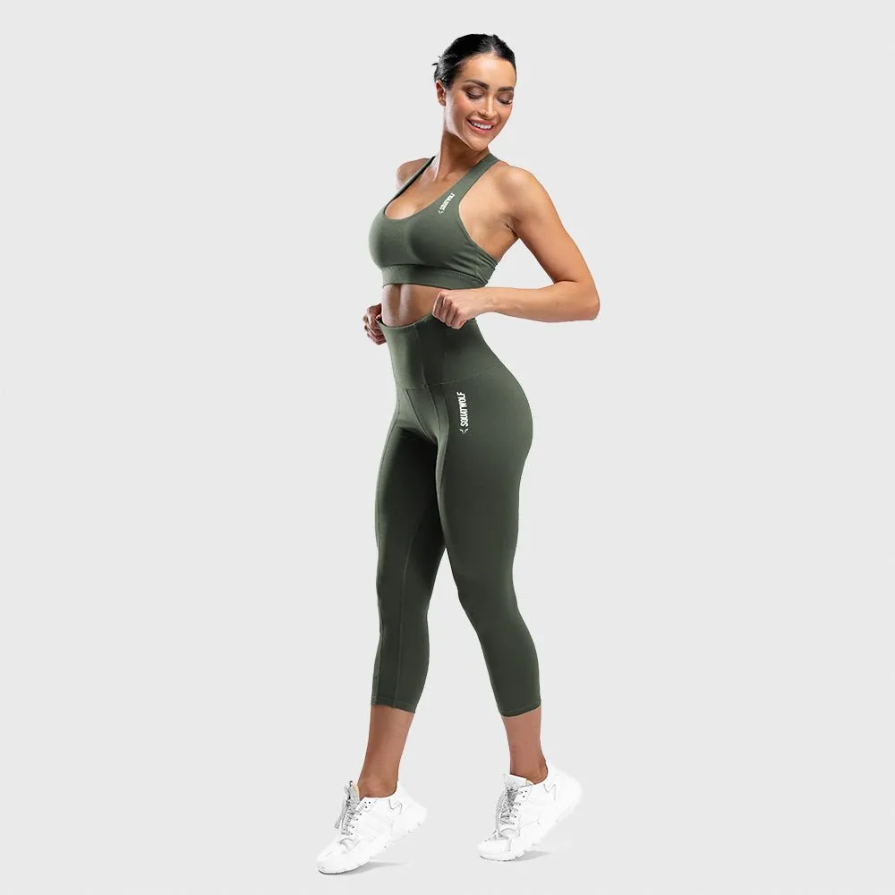 Warrior High-Waisted Cropped Leggings - Olive