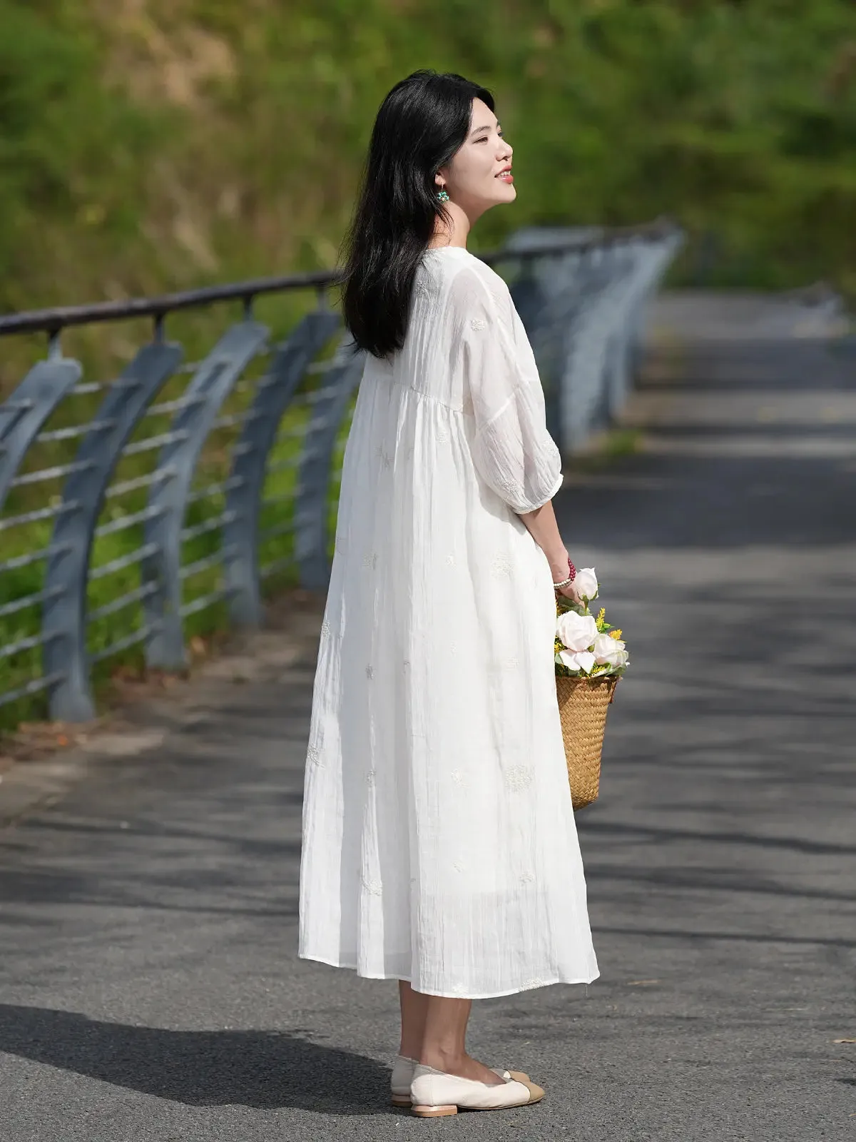 White Linen Maxi Dress for Women - Summer Oversized Dress