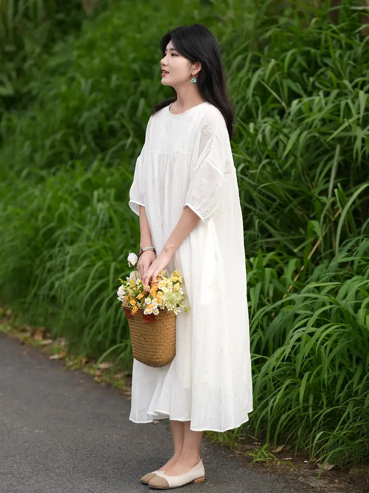 White Linen Maxi Dress for Women - Summer Oversized Dress