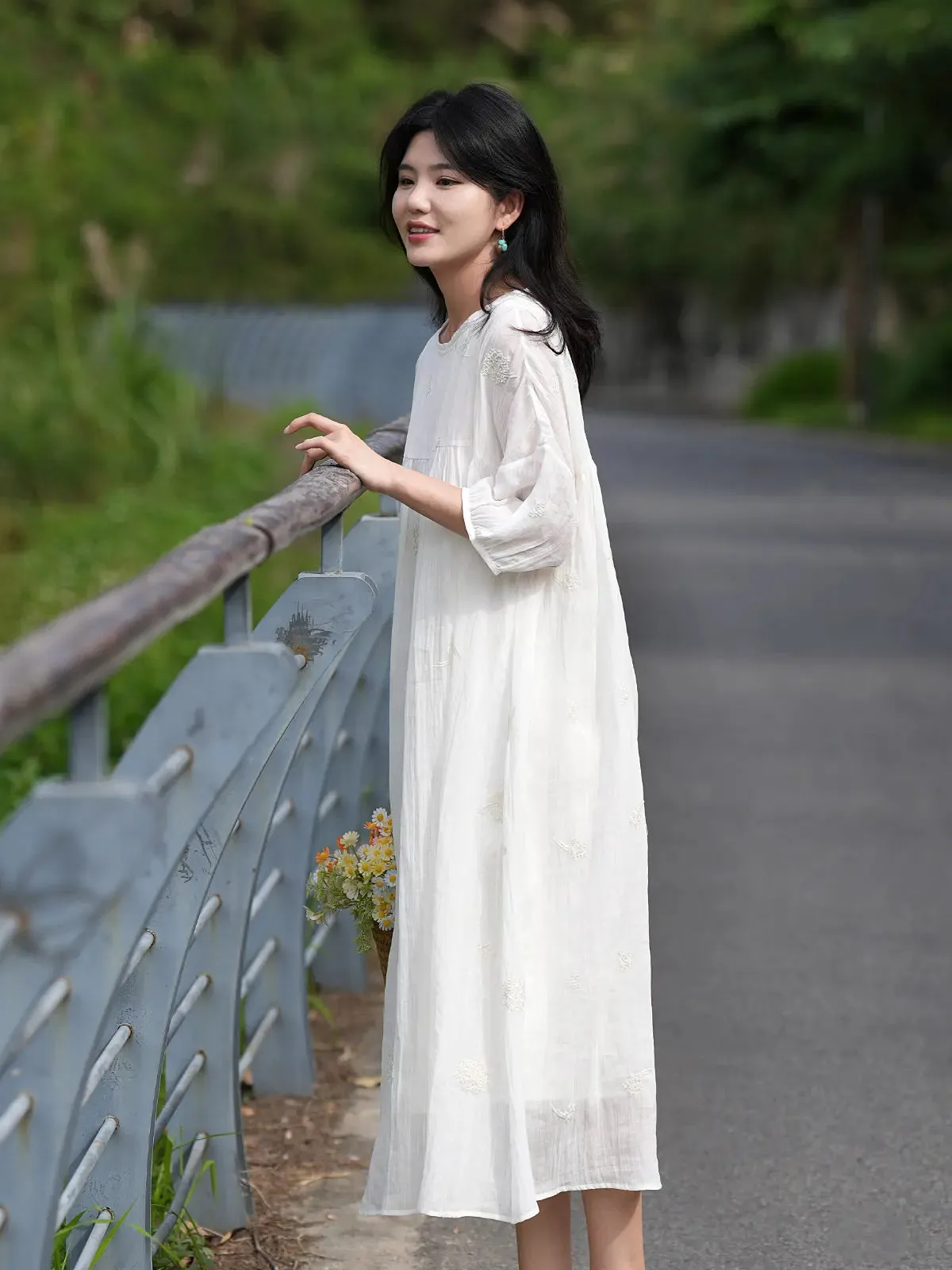 White Linen Maxi Dress for Women - Summer Oversized Dress