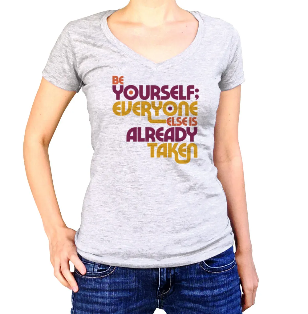 Women's Be Yourself Vneck T-Shirt - Oscar Wilde