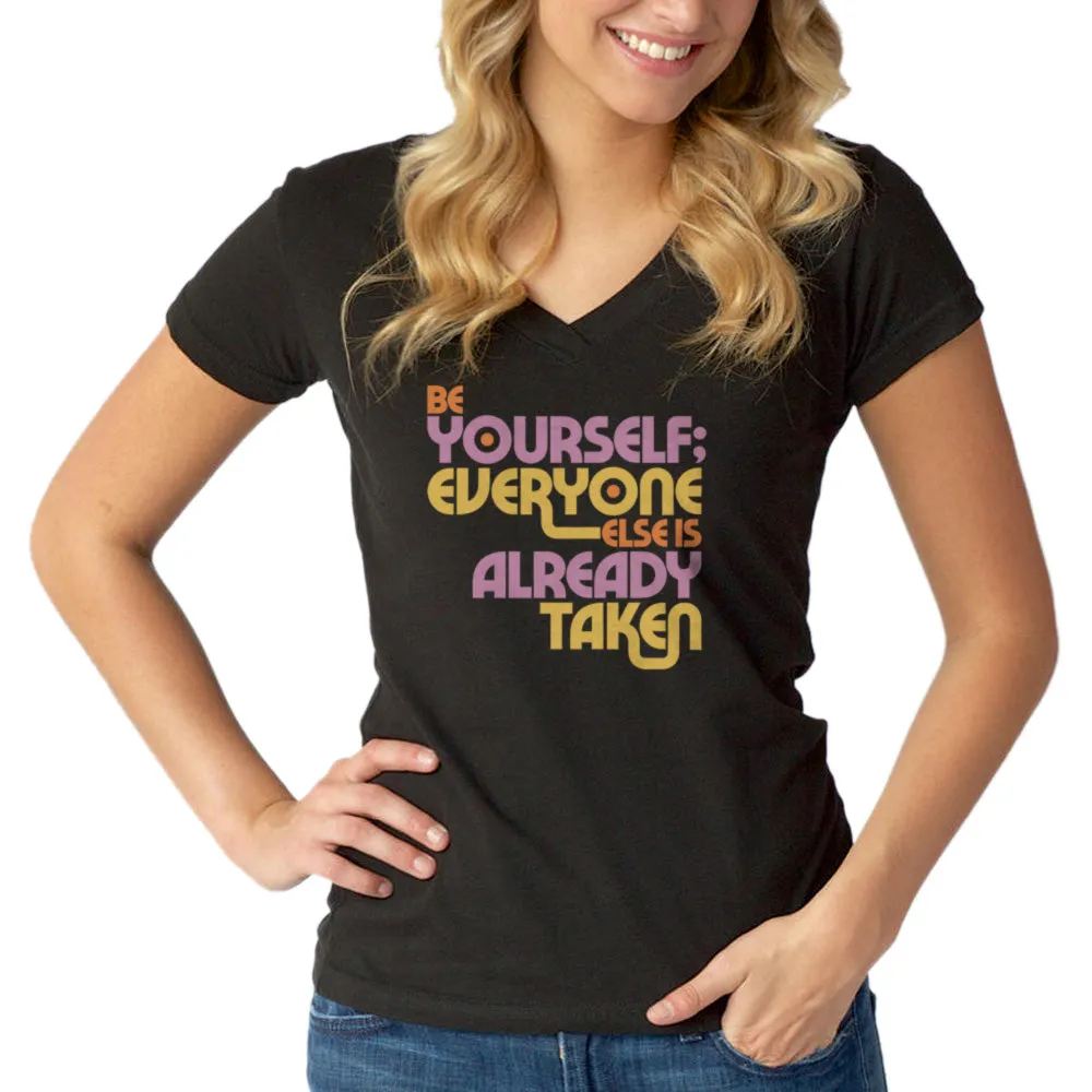 Women's Be Yourself Vneck T-Shirt - Oscar Wilde