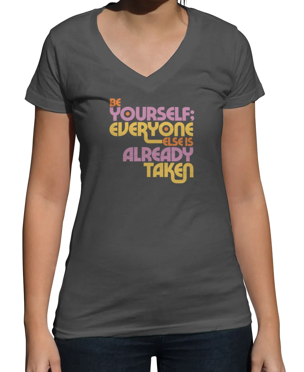 Women's Be Yourself Vneck T-Shirt - Oscar Wilde