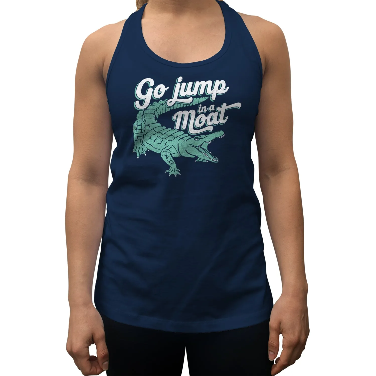 Women's Go Jump in a Moat Alligator Racerback Tank Top