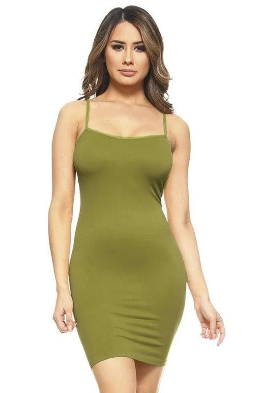 Womens Solid Seamless Long Cami Shirt Dress