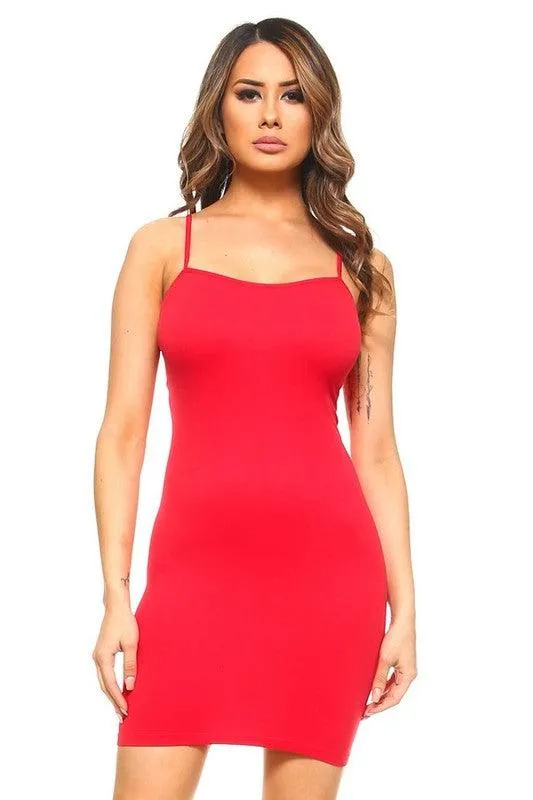 Womens Solid Seamless Long Cami Shirt Dress
